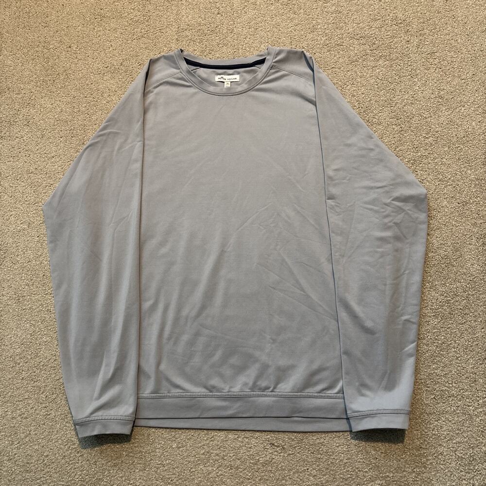Peter Millar Light Grey Long Sleeve Performance Tee
